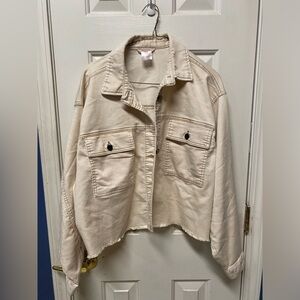 NOBO Crop Cargo Tan Raw Hem Plus Size Jacket 1X
